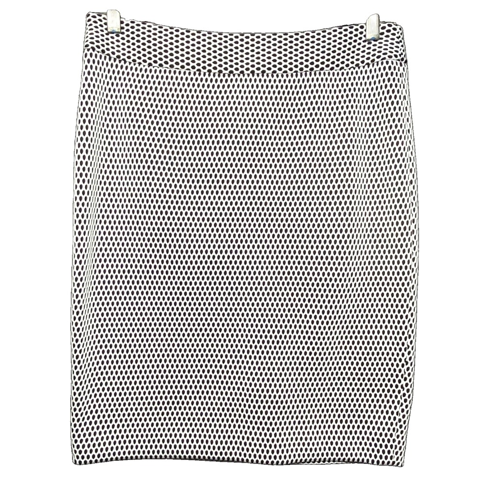 Banana Republic Bond Lace Pen Pencil Skirt Black White Geometric Print Size 10
